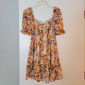 Frencesca's Jun and Ivy Romantic Floral Puff Sleeve Sundress XS